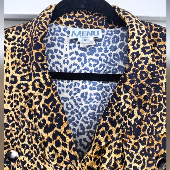 90s VTG MENU Leopard Print Cropped Jacket Sz 12 - Picture 4 of 7